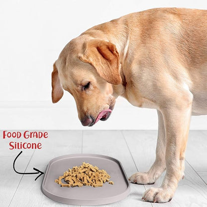 DogBuddy Dog Food Mat - Waterproof Dog Bowl Mat, Silicone Pet Mat for Food and Water Bowls, Nonslip Pet Feeding Mat with Edges, Dogs Food Mats for Floors, Puppy Supplies (Small, Dove)