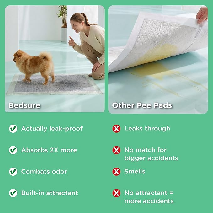 Bedsure Dog Pee Pads Extra Large, 28" x 34" Puppy Pads 30 Count, Super Absorbent & Leak Proof, XL Training Pads Quick Dry Disposable Potty Pads with Odor-Control Activated Carbon & ECO Green Material