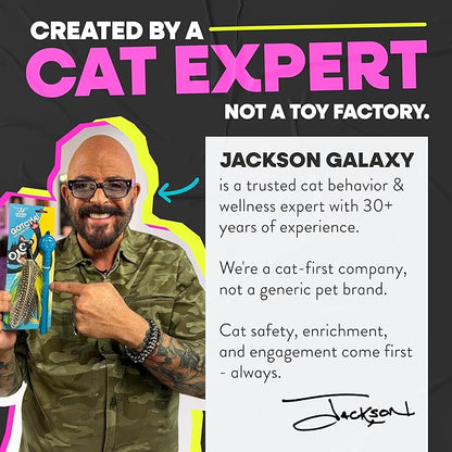 Jackson Galaxy Gotcha! Cat Wand Toy - Interactive Cat Toy, Feather Wand