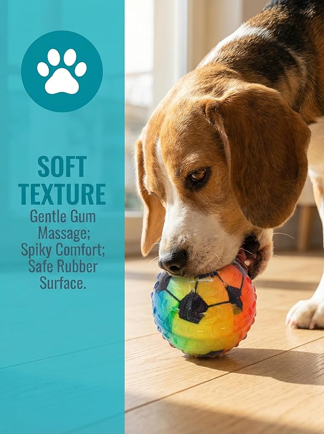 Colorful Squeaky Dog Toy Balls, Spiky Sensory 3" Balls for Dogs, Dog Chew Toys for Teething, Non-Toxic TPR,3 Pack, 3",Sport