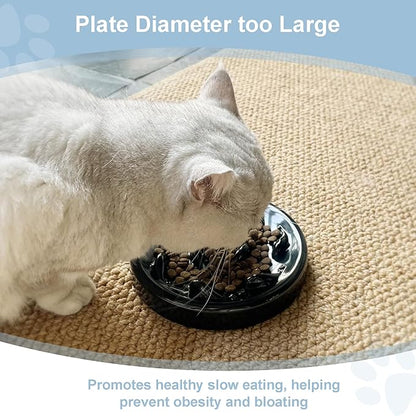 Slow Feeder Bowl for Cats and Small Dogs,Cilkus Fish Pool Design, Fun Interactive Bloat Stop Puzzle Feeder Bowl Healthy Eating Diet Made of Melamine Food Grade Material Dishwasher Safe (Black)