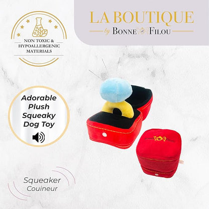 Bonne et Filou Dog Squeak Toys, Ring for Engagement and Wedding, Engagement Toys, Puppy Wedding, Plush Diamond Ring Squeaky Dog Toy for Small & Medium Dogs