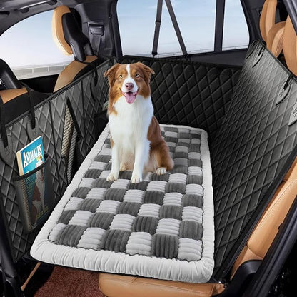 Backseat Extender Pet Bed Mat, Deluxe Dog Bed for Car Back Seat, Non-Slip Dog Mat for Truck Back Seat Cover with Hard Bottom, Plaid Backseat Dogs Bed for Car Trucks SUVs (57.8" * 26.7" inch)