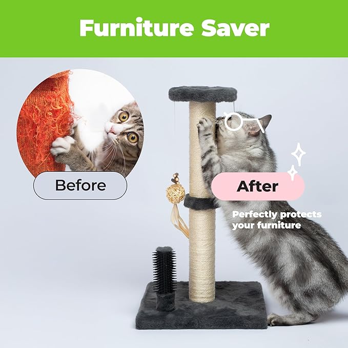 Best Pet Supplies Catify Cat Scratcher, Fun Interactive Scratchers, Posts, Poles, Claw Safe, Furniture Saver Indoor Play Support Natural Cat Behaviors Heavy Duty - Gray, 15.71 x 15.71
