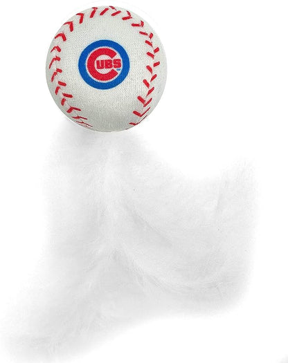 BEST PLUSH CAT TOY: MLB CHICAGO CUBS Complete Set of 3 piece Cat Toys filled with Fresh Catnip. Includes: 1 Baseball Cap Cat Toy, 1 Baseball Cat Toy with Feathers & 1 Beer Bottle. Beautiful Team LOGOS