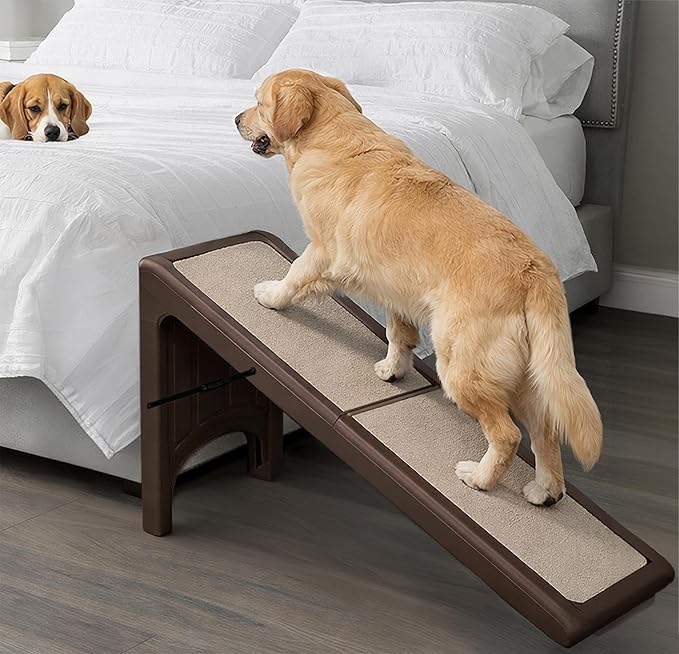 Pet Gear Free Standing Pet Ramp for Cats and Dogs, No Assembly Required, Easy Fold for Storage or Travel, Portable, Holds Up to 200lbs, Coffee Bean