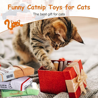 Nocciola Cat Toys, 3 Pack Funny Catnip Toys Filled with 100% Pure Organic Catnip, Safe Kitten Teething Chew and Kicker Toys, Stress Relieving Fun for Indoor Cats, Yellow