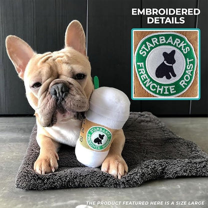 Haute Diggity Dog Starbarks Coffee Cup, Plush Designer Dog Toys with Interactive Squeaker, Stimulating Pet Enrichment, Machine-Washable & Safe Materials for All Breeds, Size Large