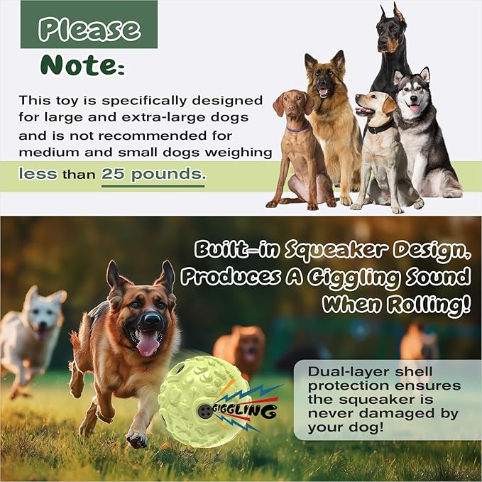 KADTC Extra-Large Size Durable Dog Giggle Ball U.S. Patent & Brand & Design for Large Aggressive Chewers Breed Dogs Wobble Giggling Toy Interactive Play for Indoor Outdoor