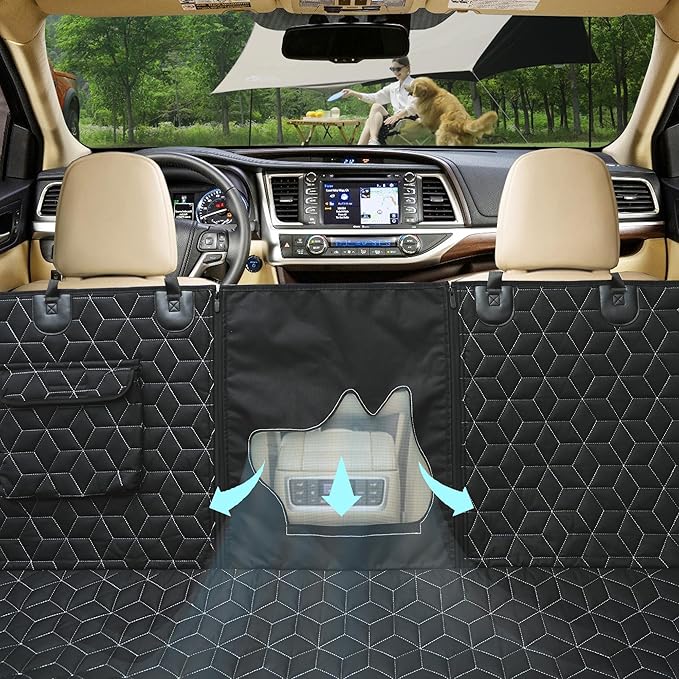 Dog Seat Covers for SUV Back Seat,100% Waterproof Dog Hammock for Car, 600D Heavy Durable Backseat Cover for Dogs in Car, Back Seat Cover for Midsize SUV Highlander/Pilot/Outback/Explorer/Cherokee