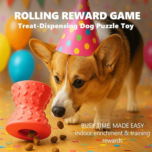 Dog Puzzle Toys, Treat-Dispensing Puzzle Ball – Interactive Rubber Dog Toy for Small & Medium Dogs, Rolling Reward Game for Training & Slow Feeding