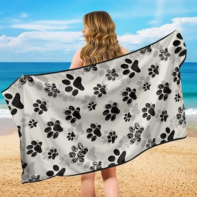 SEANATIVE Dogs Paw Car Towel Seat Covers Auto Seat Towel Protector - Sweat Absorber for Family Road Trips Sports Swimming Hiking, Automotive Seat Protector Car Interior Accessories