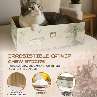 5 Pack Cat Scratching Boards | Reversible Cardboard Cat Scratcher with Catnip | Corrugated Cardboard cat Scratcher | Indoor Cat Scratch Pad | Durable Cat Scratcher Box | 16.34" L x 11.42" W x 5.51" H