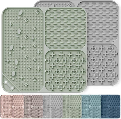 Lick Mat for Dogs Cats(2pcs, Small, 5.9") Easy Clean Silicone Licking Pad Slow Feeder for Pets with Suction Cups, Enrichment Accessories Anxiety Boredom Relief, Keep Them Busy for Bathing