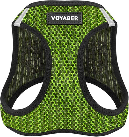 Best Pet Supplies - All Weather Mesh/Plush, Reflective, No Pull Harness for Small, Medium Dogs, Cats - Secure with Hook & Loop Fastener, Buckle, Double D-Rings - Lime Green 2-Tone, XS