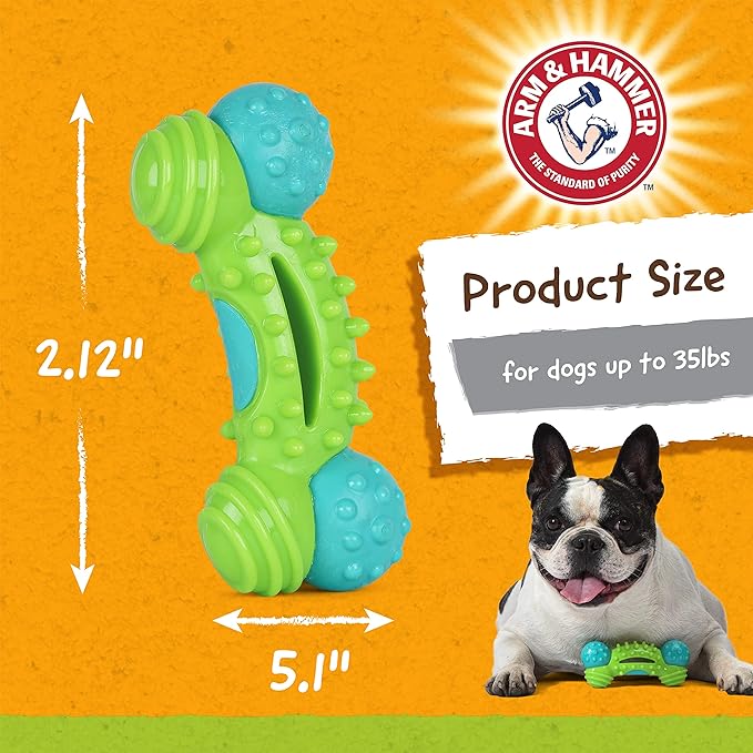 Arm & Hammer for Pets Nubbies Duality Bone Dental Dog Toy| Best Chew Toy for Moderate Chewers | Helps Reduce Plaque & Tartar | Green Apple Flavor Baking Soda (Pack of 2)