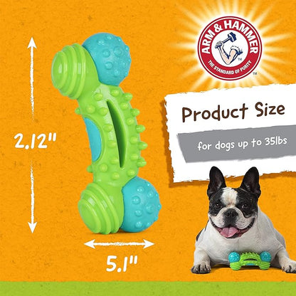 Arm & Hammer for Pets Nubbies Duality Bone Dental Dog Toy| Best Chew Toy for Moderate Chewers | Helps Reduce Plaque & Tartar | Green Apple Flavor Baking Soda (Pack of 2)