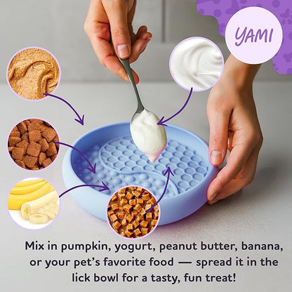 YAMI Dog Lick Bowl, Lick Mat for Dogs, Wet Food Cat Slow Feeder, Freeze Bowl, Enrichment & Puzzle Toy for Anxiety Relief, Food-Grade Silicone, Suction Cups, Dishwasher Fit, for All Breed (Light Blue)
