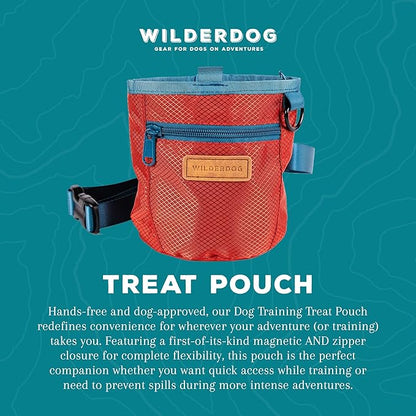 Wilderdog Dog Training Treat Pouch with Magnetic and Zipper Closure, Carabiner Attached, Adjustable Waist Strap - Cinnabar