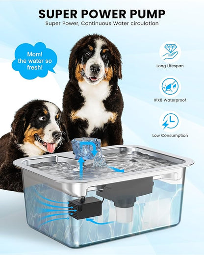 Dog Water Fountain Pump Replacement for Stainless Steel Pet Water Fountain for Large Dogs, Replacement Pump for D2223, D2341, D2322,D2419 Models, Quiet and Safe