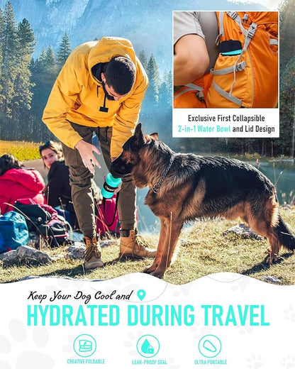 lesotc Dog Water Bottle, Portable Water Dispenser with Travel Water Bowl, Leak Proof Pet Travel Squeeze Bottle, Puppy Essentials Dog Stuff Accessories for Outdoor Walking, Hiking, Camping