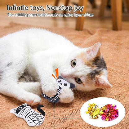 Retro Shaw Catnip Toys, 4 Pack, Fun Cat Toys with Crinkle Sound Inside, Ideal Interactive Kitten Toys for Indoor Cat Nip Kitty Kicker Pet Toy, 3.7Inches