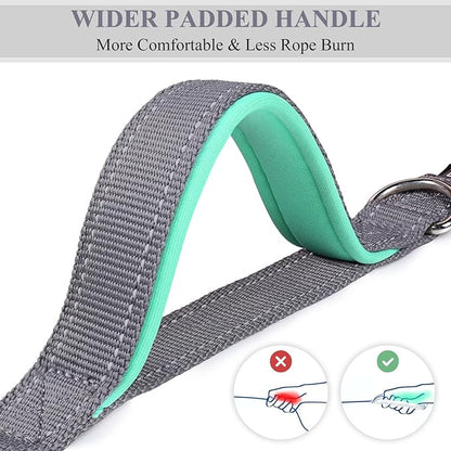 VIVAGLORY Hands Free Dog Leash Bungeeone Running Dog Leash with Waist Belt for Running Walking & Jogging, Bungee & Around Waist for Pet, S, Grey/Turquoise