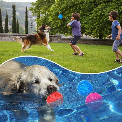 6 Pack 3.5” Squeaky Dog Balls for Large and Medium Dogs, Spiky Balls for Teething Puppies
