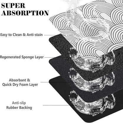 Dog Food Mats for Floors Absorbent, Pet Cat Food Mat - Quick Dry Dog Bowl Mats for Food and Water, Eco-Friendly Boho Pet Supplies