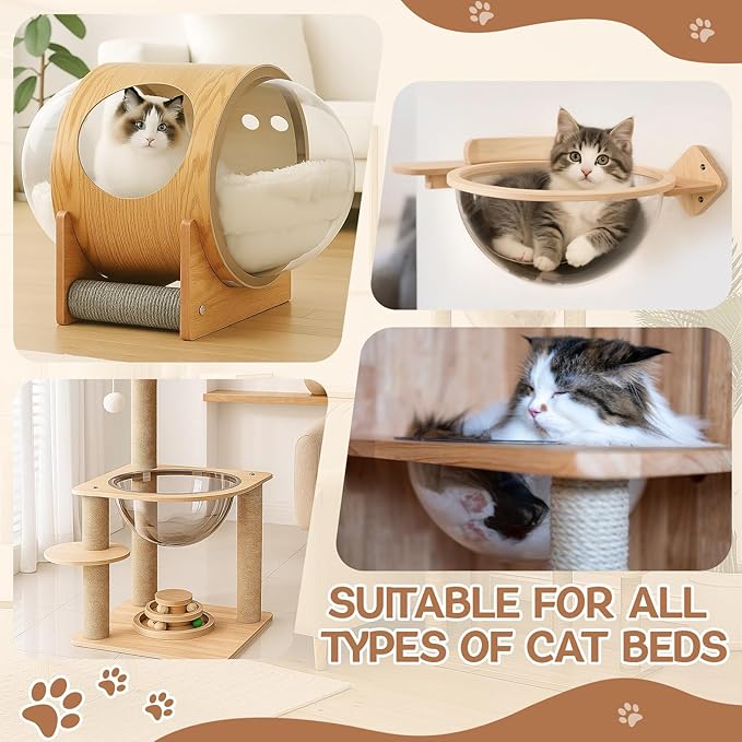 3 Pcs Acrylic Dome Cat Bubble, 12.6" Space Transparent Capsule Cover Clear Plastic Dome Bed Replacement for Cat Tree/Window Perch, DIY Nest Accessories for Hammock Tree Shelves Peek