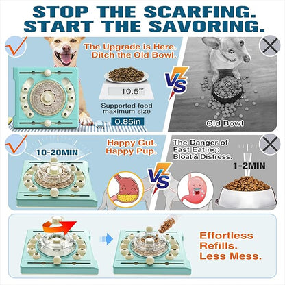 KADTC 2 Levels of Challenge Dog Puzzle Feeder Toy U.S. Brand - Design Spin-to-Release Treat Food Dispenser for Small Medium Large Dogs Boredom Buster Mental Stimulation Enrichment Slow Feeding Toys