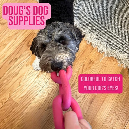 Doug's Dog Supplies Chain Link Tug Toy, Tug Toys for Dogs, Rubber Chain Toy for Tug of War (Pink)