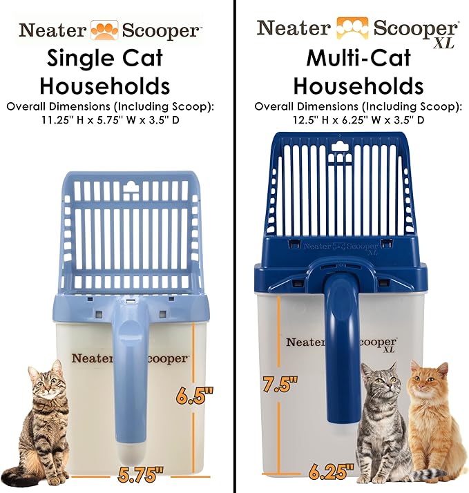 Neater Pet Brands Neater Scooper Standard Cat Litter Scoop, 195 Refill Bags – Mess-Free Cat Litter Scooper with Bag, Spill-Proof Kitty Box Sifter, Bin Doubles as Scoop Holder, For Single-Cat Household