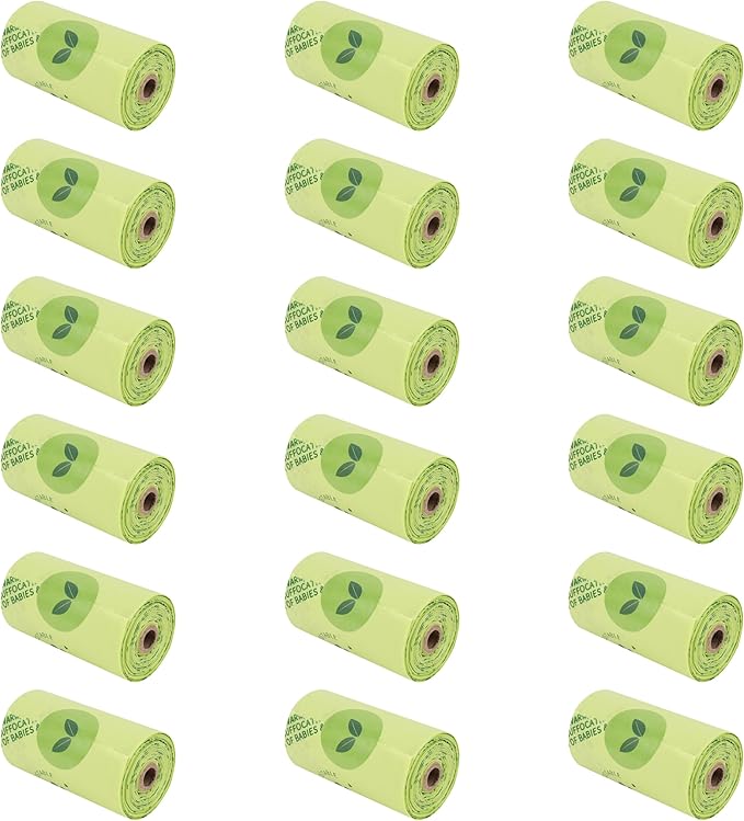 Dog Waste Bags - 100% real compostable dog poop bags, biodegradable poop bags, bolsas para perros popo - Odorless, easy to tear apart, leak proof and unscented, 270 count
