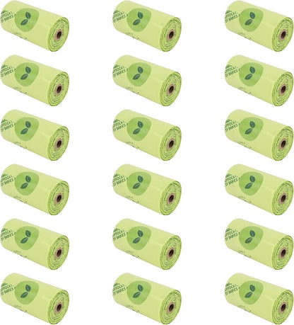 Dog Waste Bags - 100% real compostable dog poop bags, biodegradable poop bags, bolsas para perros popo - Odorless, easy to tear apart, leak proof and unscented, 270 count