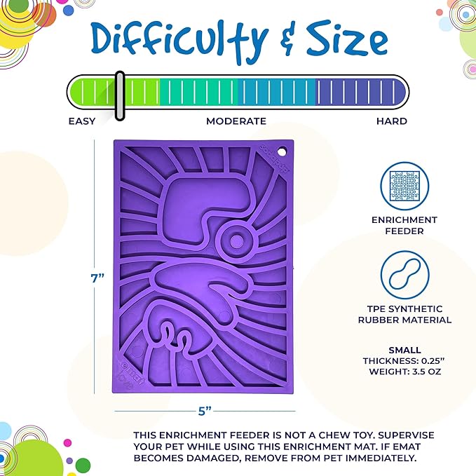 SodaPup Groovy Love eMat – Durable Enrichment Feeder Made in USA from Non-Toxic, Pet-Safe, Food Safe Rubber for Mental Stimulation, Avoiding Overfeeding, Fresh Breath, Digestive Health, Calming, More