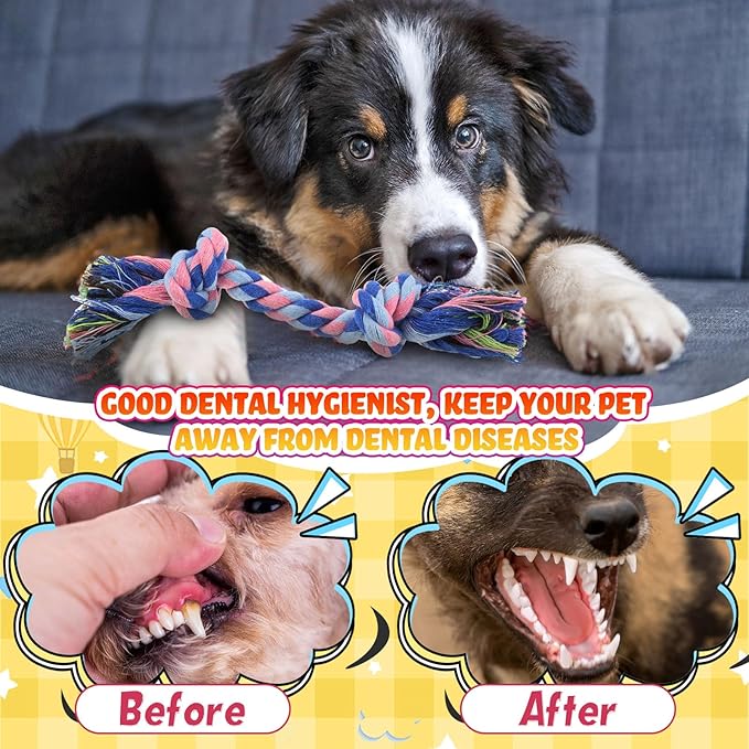 100 Pcs Knot Rope Dog Toys Multi Color Puppy Chew Toy Cotton Puppy Dental Teething Toys 2 Knot Dog Tug for Small and Medium Dogs Aggressive Chewers Supplies