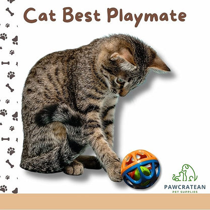 Large Cat Ball Toy with Bell - Durable, Self-Entertainment, Colorful Indoor Exercise (Yellow & Purple) (Blue & Red)