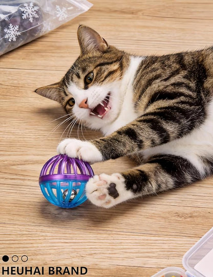 5 Pieces Cat Balls Indoor Interactive Toys for Kitten & Adult Cats, Self Play Jingle Balls to Reduce Boredom, Safe Plastic Pet Teething & Enrichment Toy Set (1.5'')