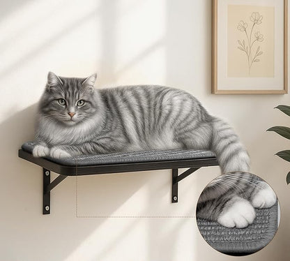 Cat Wall Shelf Window Perch, Cats Bed Hammock with Scratching Pad, Cat Shelf for Climbing Sleeping Playing,Black Furniture for Indoor Large Cats