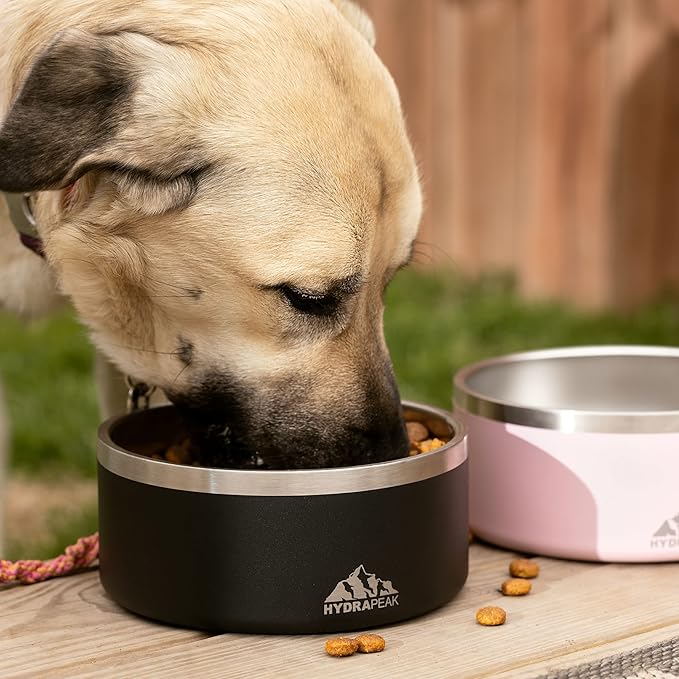 Hydrapeak Dog Bowl; Non Slip Stainless Steel; Water and Food Dish; Large Sized and Small Dogs; 32oz 64oz; Multiple Sizes; 4 Cup | Graphite