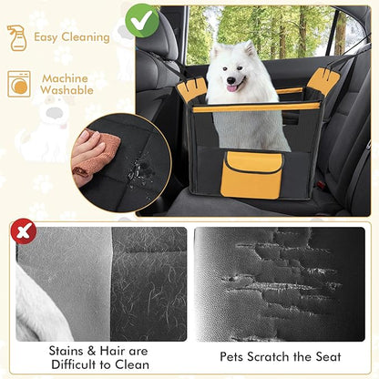 Dog Seat Cover, Pet Car Seat Cover for Dogs with Breathable Mesh, Storage Pocket & Side Strap, Dog Hammock for Cars, Trucks & SUVs (Medium Size)