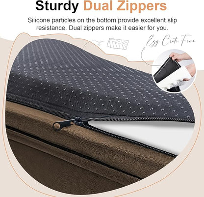 Small Dog Bed Orthopedic Washable: Beds Bolster Small Sized Dogs Cats Bed Egg Crate Foam Couch Sofa Waterproof with Removable Cover - Dark Coffee
