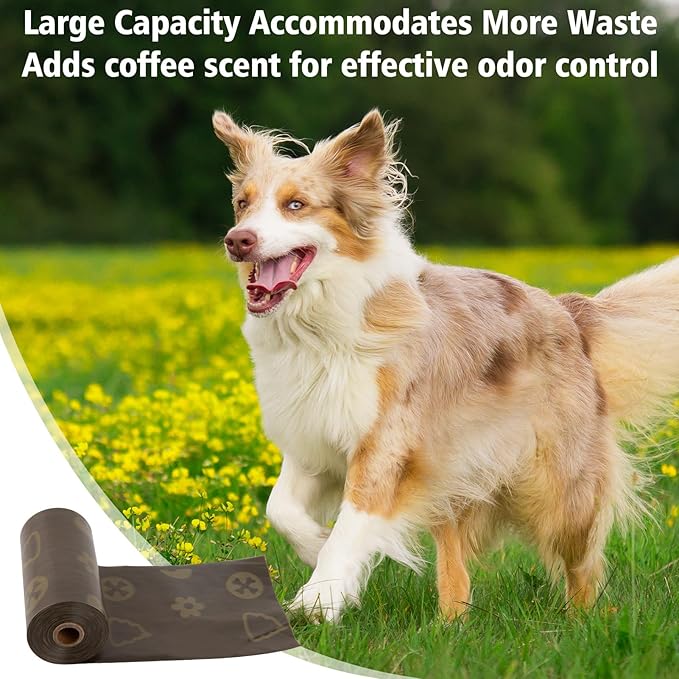 DBFAIRY Dog Poop Bags, 270 Count Pet Waste Bags Strong Thick, Leak Proof and Portable Poop Bags Refill Rolls for Dogs and Cats, 18 Rolls Coffee Scented Waste Bags
