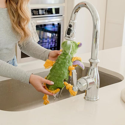 Squeaky Dog Stuffed Animals Chew Toy, Crinkle Paper Tug of War Rope Plush Dog Toy, Soft Tough Squeaker Dog Entertainment Toys for Home Alone, Fun Boredom Busters for Dogs - Dragon