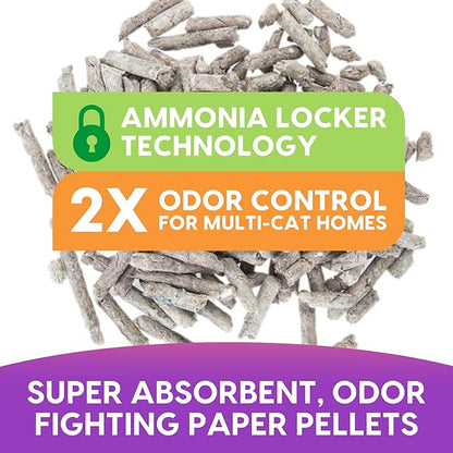 Fresh News Recycled Paper Multi-Cat Pellet Non-Clumping Paper Cat Litter, 25 Pound, 2X Odor Control, Made in USA