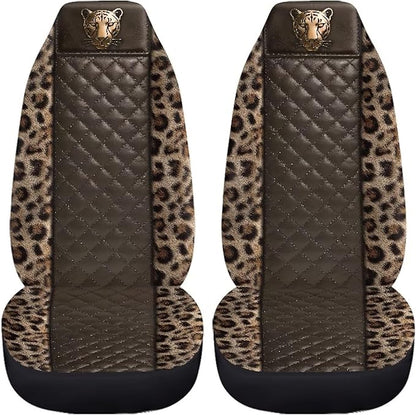 Leopard Automotive Seat Covers Seat Cover for Front Seats Only for Women Men Universal Fit for Cars, SUVs, Trucks Car Interior Accessories Seat Protector Brown