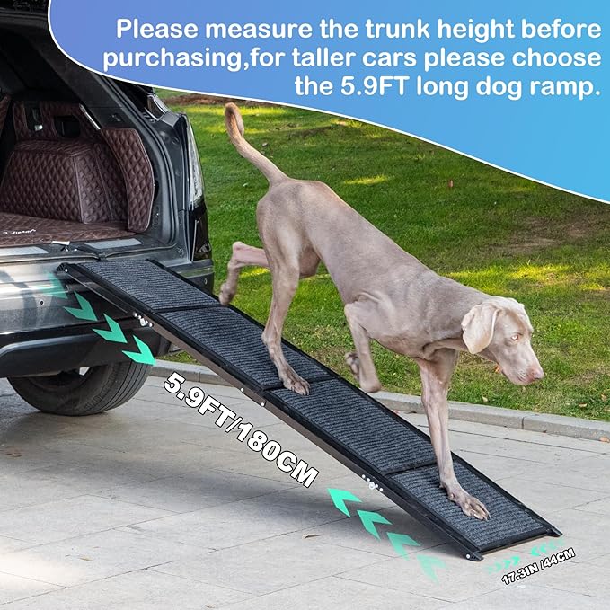 Uross Dog Ramp for Car 71" Long- Collapsible Pet Ramps for Large Dogs SUV Truck Folding Outdoor Dog Ramp for Porch Steps