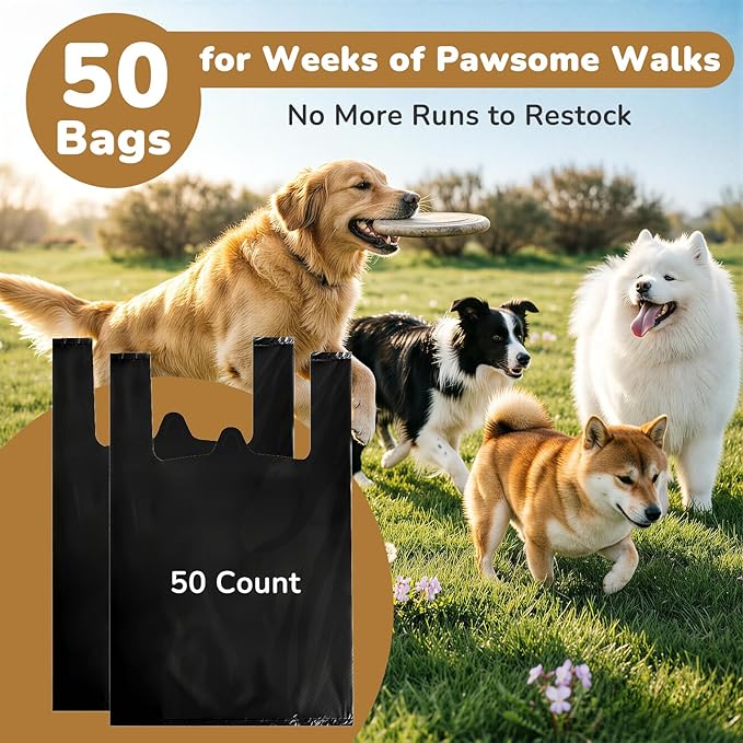 Dog Poop Bags Compatible with Arm and Hammer, Pooper Scooper Bags Fit for Swivel Bin & Rake Dog Pooper Scooper, Thick Pet Poop Bags Waste Bags with Handles, Disposable Garbage Bags for Pet 50 Count