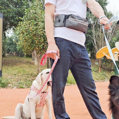 Hands Free Leash with Walking Fanny Pack for Large Medium Small Dogs, Heavy Duty Durable Reflective Waist Bungee for Training, Night Walking Running Jogging Hiking